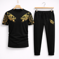 Men Black Lion Printed Tracksuit For Men