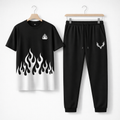 Men Printed Black Polyester Track Suit For Men