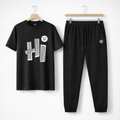 Men's Dri Fit Printed Black Tracksuit For Men