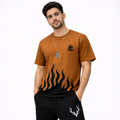 Men Brown Flame Printed Tracksuit For Men