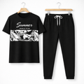 Black Printed Micro Interlock Tracksuit For Men